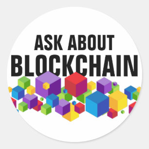 Adesivo Redondo Design do cubo de Blockchain