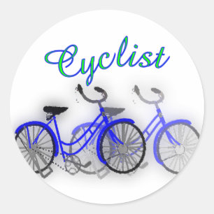 Adesivo Redondo Design do desenho da aguarela de Ciclista