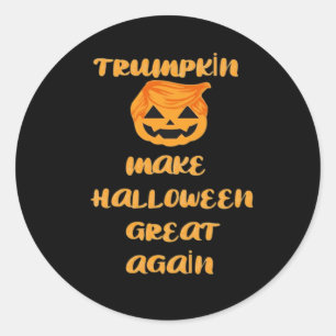 Adesivo Redondo Design do Dia das Bruxas de Abóbora Trumpkin - Eng