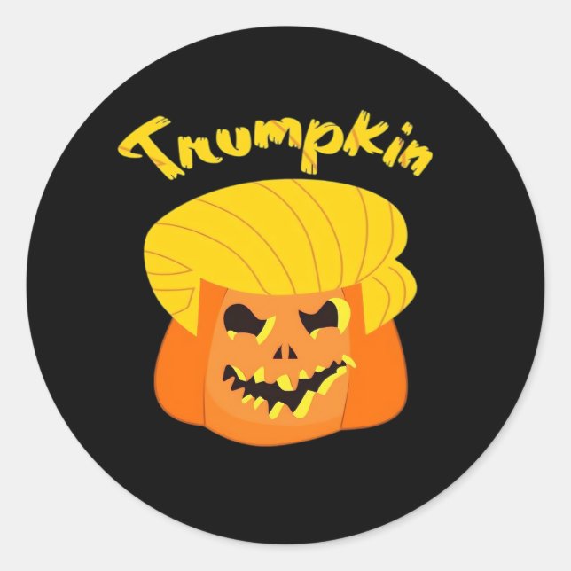 Adesivo Redondo Design do Dia das Bruxas de Abóbora Trumpkin - Slo (Frente)
