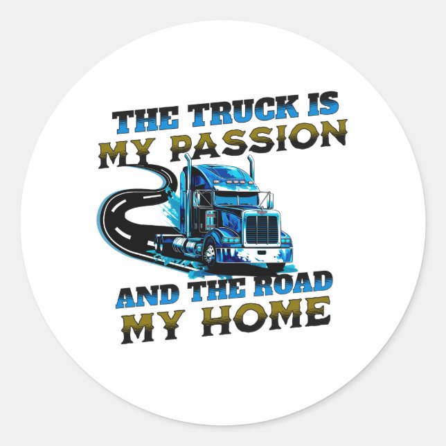 Adesivo Redondo Design do driver doméstico de paixão de caminhões  (Frente)