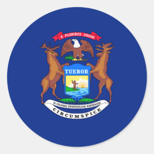 Adesivo Redondo Design do Estado do Michigan