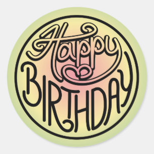 Adesivo Redondo Design do feliz aniversario
