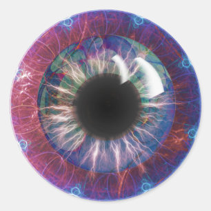 Adesivo Redondo Design do Fractal do olho de Tesla
