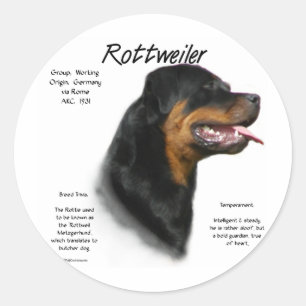 Adesivo Redondo Design do Histórico do Rottweiler