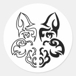 Adesivo Redondo Design do Lobo Negro e Branco