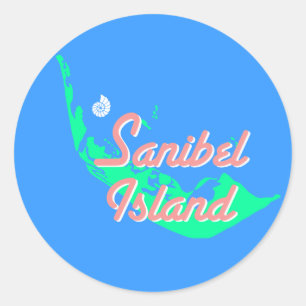 Adesivo Redondo Design do mapa da ilha Sanibel