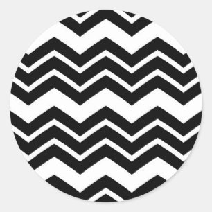 Adesivo Redondo Design do padrão Chevron preto branco Zigzag preto
