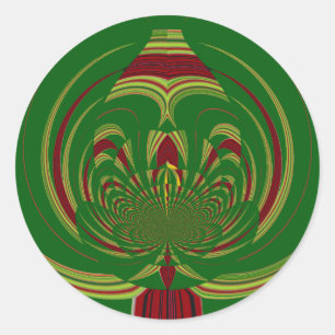 Adesivo Redondo Design do Padrão Floral Verde-Étnico Africano