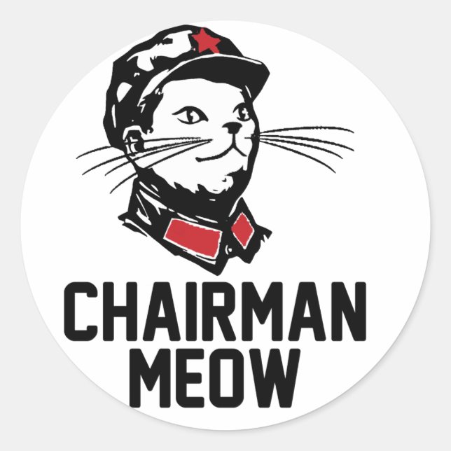 Adesivo Redondo Design do Presidente Meow (Mao) (Frente)