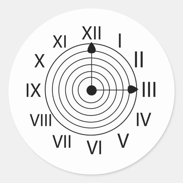 Adesivo Redondo Design do relógio romano preto e branco (Frente)