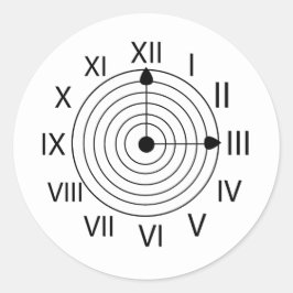 Adesivo Redondo Design do relógio romano preto e branco