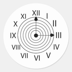 Adesivo Redondo Design do relógio romano preto e branco