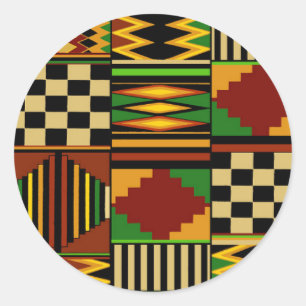 Adesivo Redondo Design do Royal Kente Cloth Africano