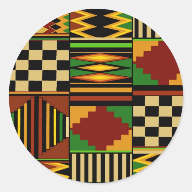 Adesivo Redondo Design do Royal Kente Cloth Africano (Frente)