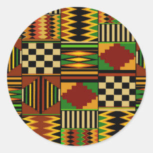 Adesivo Redondo Design do Royal Kente Cloth Africano