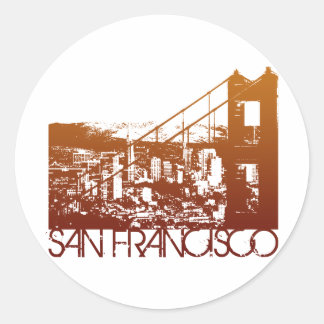 Adesivo Redondo Design do Skyline de São Francisco