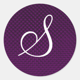 Adesivo Redondo Design do tecido do monograma (roxo)