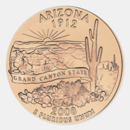 Adesivo Redondo Design do Trimestre do Estado da Arizona inclinado