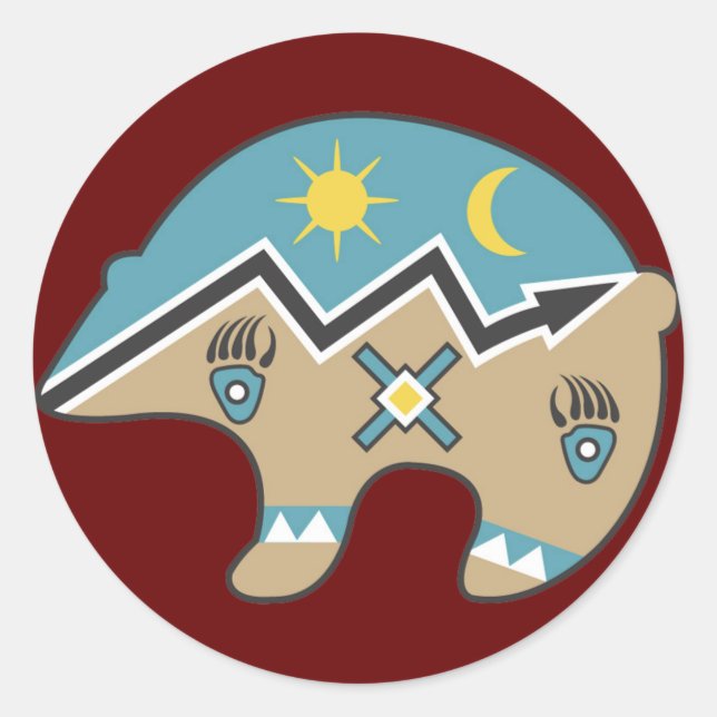 Adesivo Redondo Design do Urso Tribal (Frente)