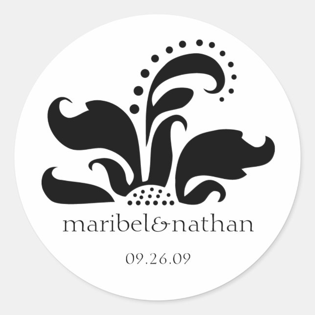 Adesivo Redondo Design do ventilador do Damasco (Frente)