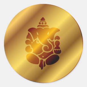 Adesivo Redondo Design dourado de Ganesha