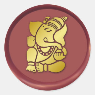 Adesivo Redondo Design dourado do selo da cera de Ganesha