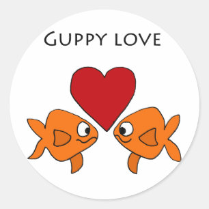 Adesivo Redondo Design engraçado do amor do Guppy