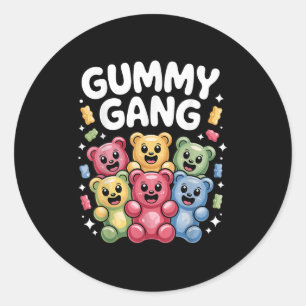 Adesivo Redondo Design Engraçado Do Urso Gummy Para Homens Mulhere