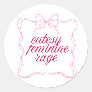 Adesivo Redondo Design Estético Rosa de Raiva Feminina Fofa   Suav