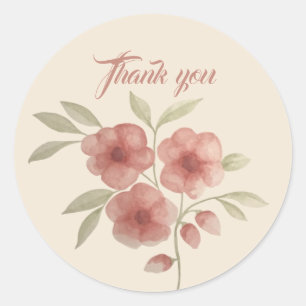 Adesivo Redondo Design floral de Aquarela Suave