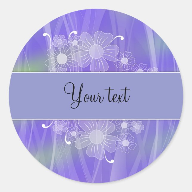 Adesivo Redondo Design floral lilás romântico (Frente)