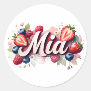 Adesivo Redondo Design Floral Mia Berry, Sticker Personalizado