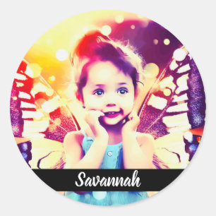 Adesivo Redondo Design Foto de seu próprio nome personalizado pers