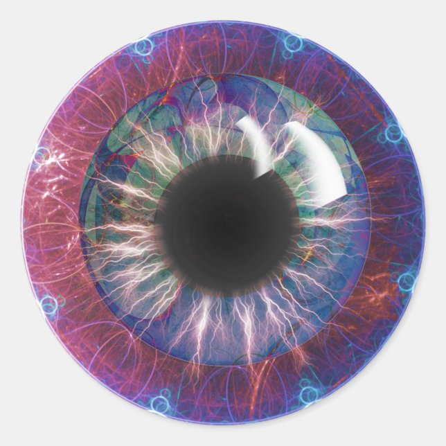 Adesivo Redondo Design Fractal Olho de Tesla (Frente)