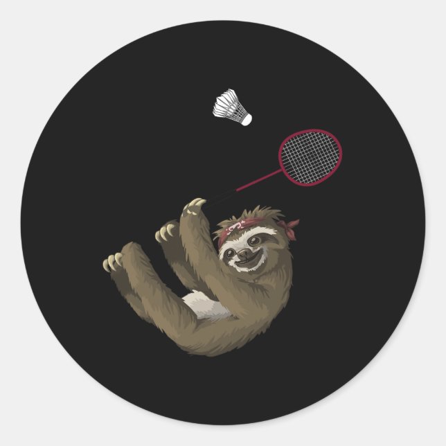 Adesivo Redondo Design Funny Badminton Para Jogadores De Badminton (Frente)