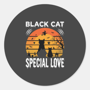 Adesivo Redondo Design Gótico de Amor Especial de Gato Preto no Ha