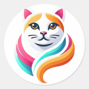 Adesivo Redondo Design gráfico de gato apanhador de olhos com cor