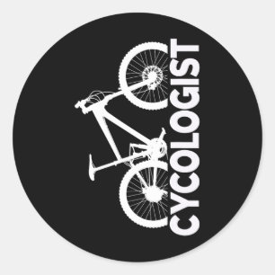 Adesivo Redondo Design Gráfico Vertical de Ciclista de Mountain Bi