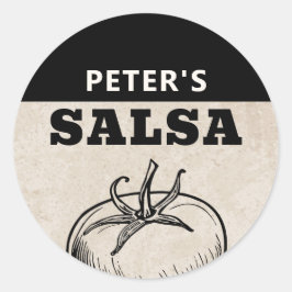 Adesivo Redondo Design grunge de Salsa de tomate caseira moderna