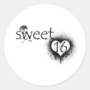 Adesivo Redondo Design Grunge "Sweet 16"
