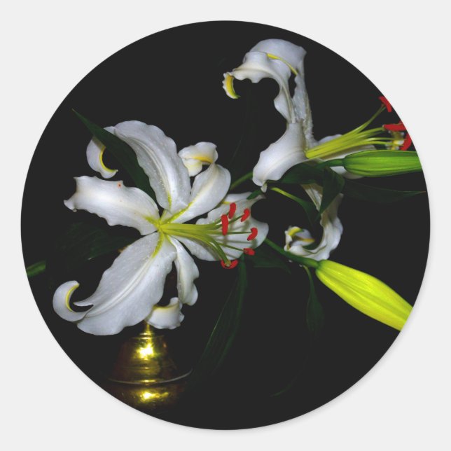 Adesivo Redondo Design irlandês e Design de flores (Frente)