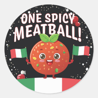 Adesivo Redondo Design italiano Spicy Meatball com Bandeiras itali