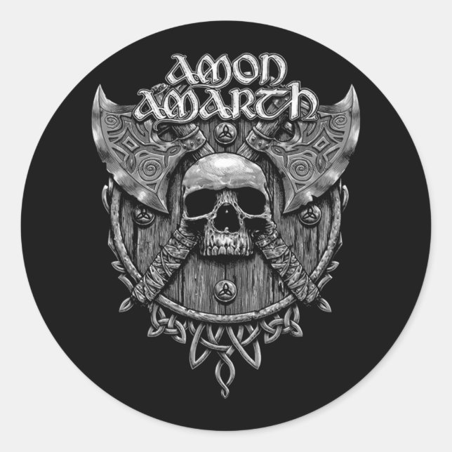 Adesivo Redondo Design Legal de Amon Amarth, Banda do crânio da Ci (Frente)