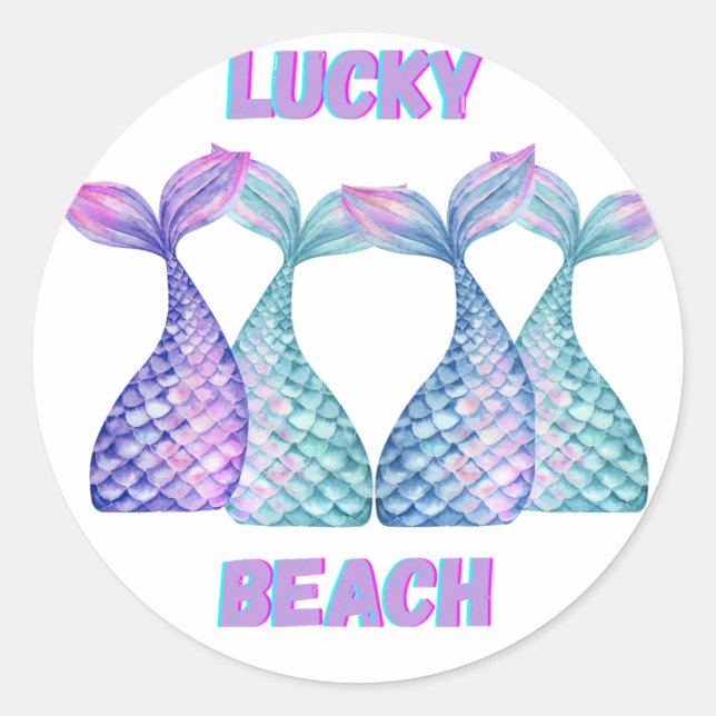 Adesivo Redondo Design Lucky Beach Sticker (Frente)