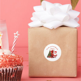 Adesivo Redondo Design Mágico de Aniversário do Papai Noel para Cr