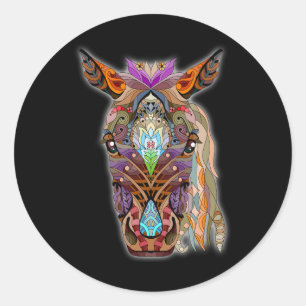 Adesivo Redondo Design Mandala Estilo Cavalo Zen Chakra Kundali