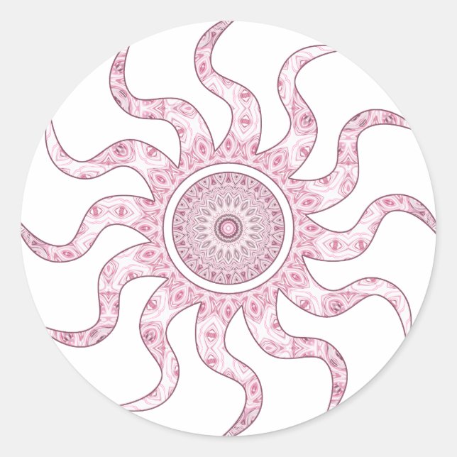 Adesivo Redondo Design Mandala Sol Rosa (Frente)