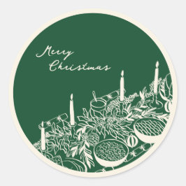 Adesivo Redondo Design Minimalista de Mesa de Natal Personalizado