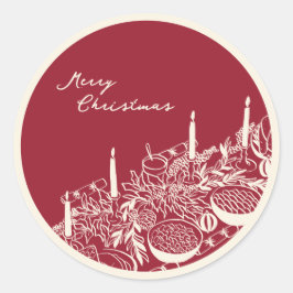 Adesivo Redondo Design Minimalista de Mesa de Natal Personalizado